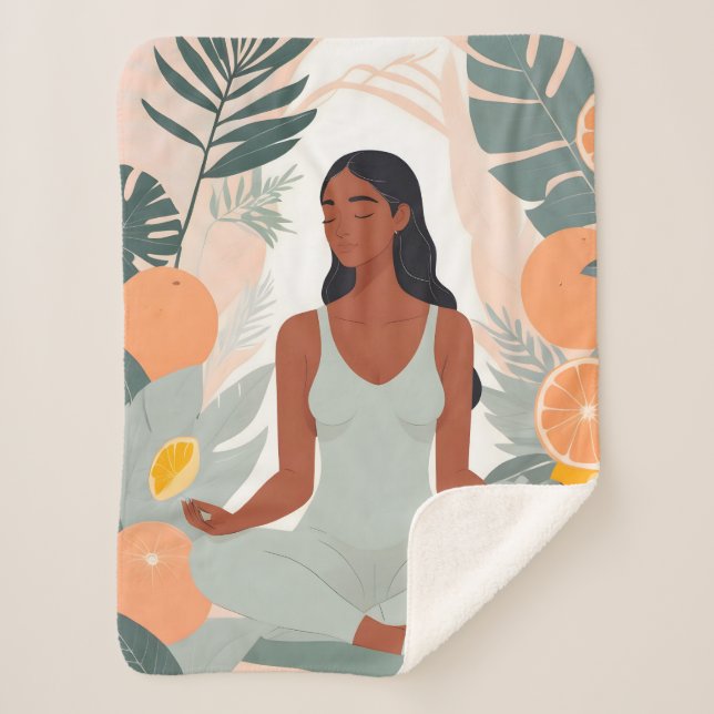 Manta Sherpa Meditación de cítricos (Anverso)