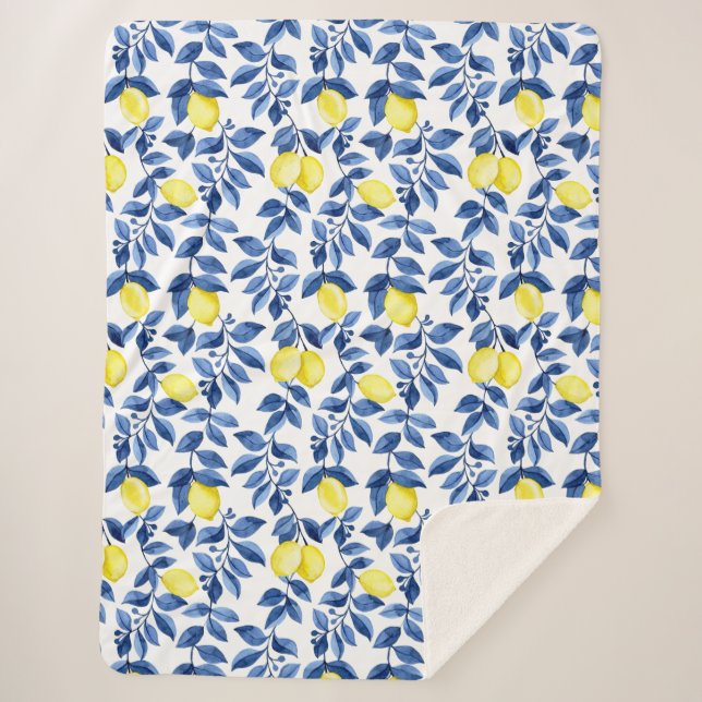 Manta Sherpa Mediterrenean Citrus Lemon pattern (Anverso)
