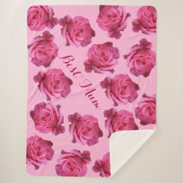 Manta Sherpa Mejor bonito de Mamá rosa rosa floral Día de la Ma