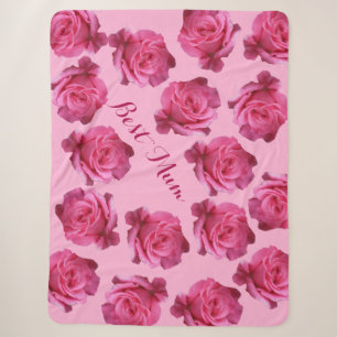 Manta Sherpa Mejor bonito de Mamá rosa rosa floral Día de la Ma