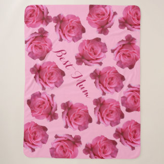 Manta Sherpa Mejor bonito de Mamá rosa rosa floral Día de la Ma