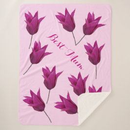 Manta Sherpa Mejor bonito de Mamá tulipanes rosados florales fe