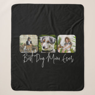 Manta Sherpa Mejor Madre Perro - Personalizado de 3 Collages de