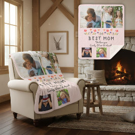 Manta Sherpa Mejor Mamá Flores 5 Collage de fotos Keepsake