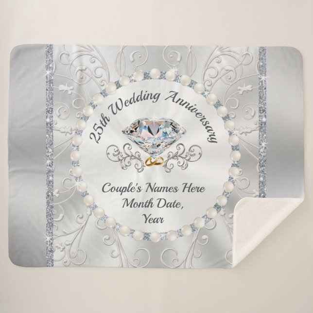 Manta Sherpa Mejor regalo para 25 años de matrimonio personaliz (Anverso (horizontal))