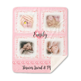 Manta Sherpa Memorial Baby Pink Photo Blanket Gift