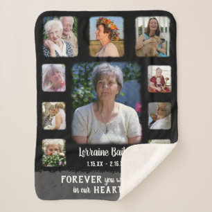 Manta Sherpa Memorial Keepsake Edge Fade Collage de fotos Gris