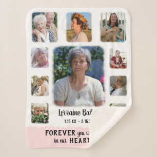 Manta Sherpa Memorial Keepsake Edge Fade Collage de fotos Pink