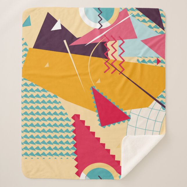 Manta Sherpa Memphis Mood: Tendencia Geométrica Retro (Anverso)