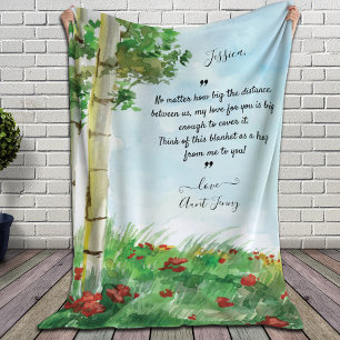 Manta Sherpa Mensaje de Personalizado Boho Watercolor Birch Tre