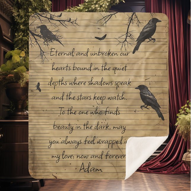 Manta Sherpa Mensaje de Personalizado de Raven gótico (Subido por el creador)