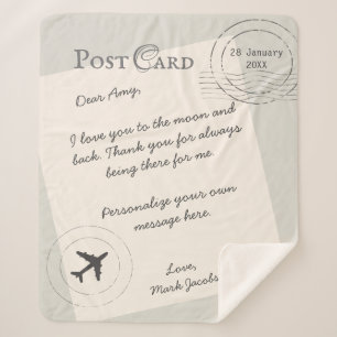 Manta Sherpa Mensaje de personalizado de tarjeta postal nota de