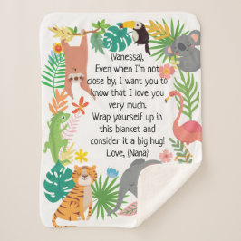 Manta Sherpa Mensaje de personalizado Nombre del bebé Safari An