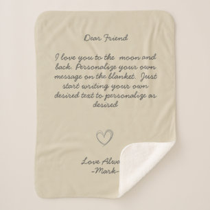 Manta Sherpa Mensaje escrito a mano Personalizar texto Sherpa B