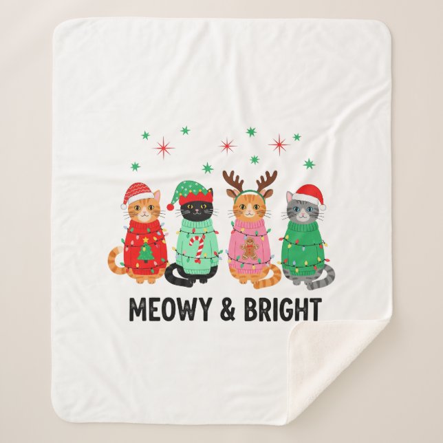 Manta Sherpa Meowy Navidades Cat (Anverso)