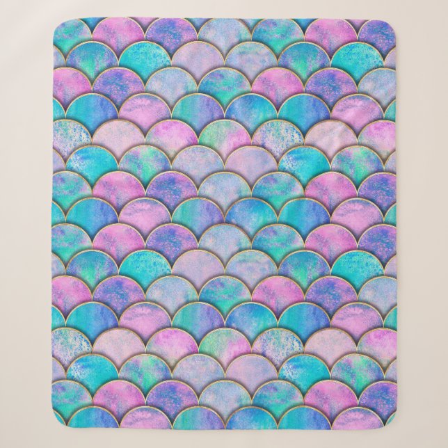 Manta Sherpa Mermaid fish scale wave japanese seamless pattern. (Anverso)