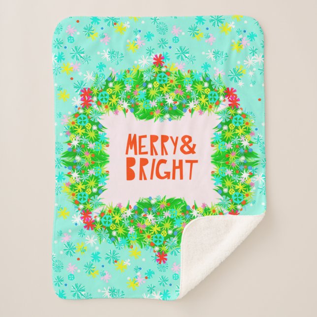 Manta Sherpa Merry & Bright Wreath (Anverso)