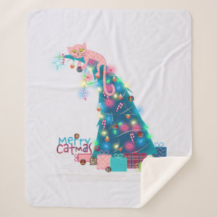 Manta Sherpa Merry Catmas Navidades