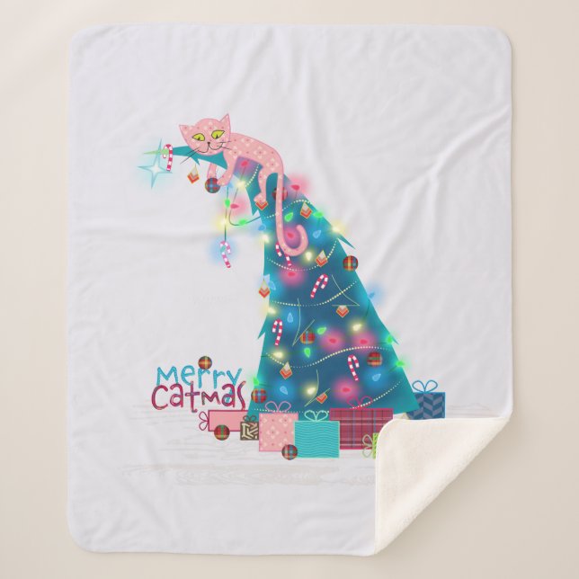 Manta Sherpa Merry Catmas Navidades (Anverso)