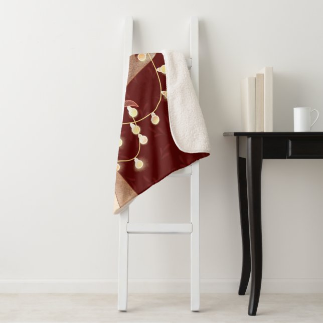 Manta Sherpa Merry Christmas Deer Sherpa Blanket (In situ)