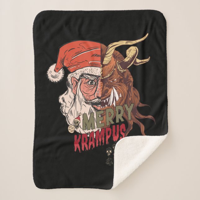 Manta Sherpa Merry Krampus Scary Santa Horror Navidades (Anverso)