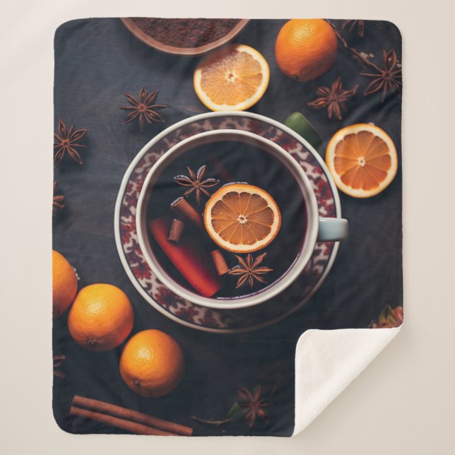 Manta Sherpa Merry y Mulled | Bebida navideña acogedora (Anverso)