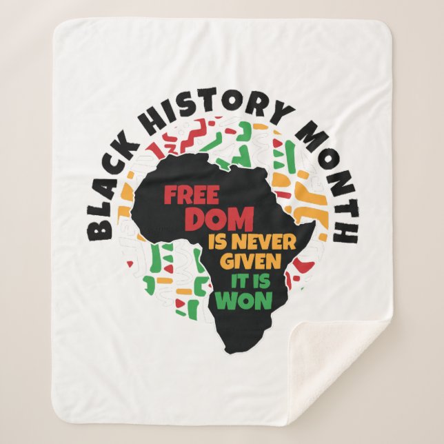 Manta Sherpa Mes de la Historia Negra La libertad nunca se da,  (Anverso)