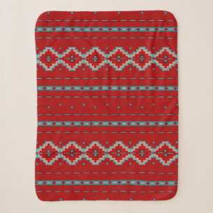 Manta Sherpa Mesas del Suroeste Rojo y Turquesa Pequeño