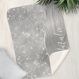 Manta Sherpa Metálico personalizado del Purpurina de plata Glam