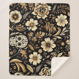 Manta Sherpa mexican dead and floral black art Poker