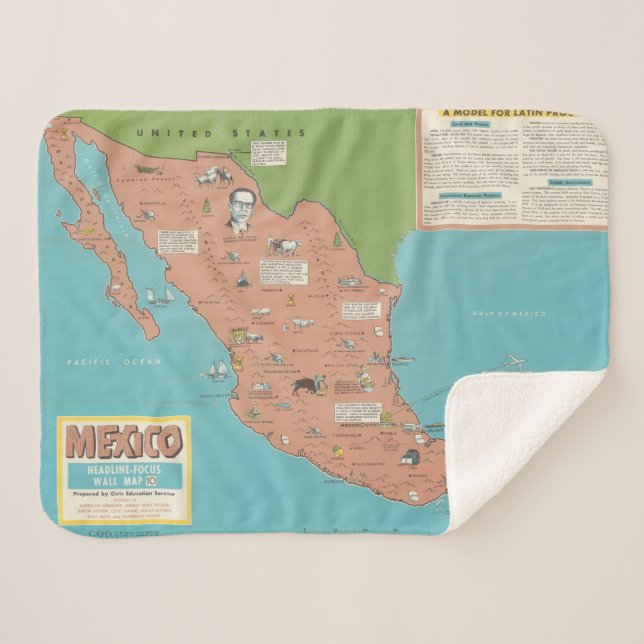 Manta Sherpa México - mapa mural del Título-Foco (Anverso (horizontal))