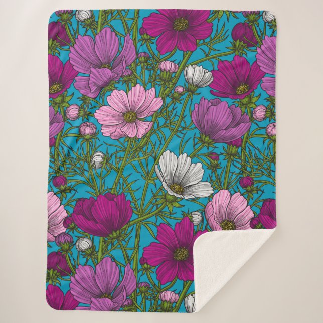 Manta Sherpa Mezcla de cosmos en azul (Anverso)