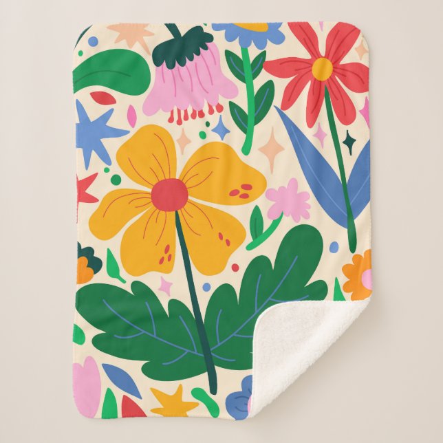 Manta Sherpa Mezcla de flores (Anverso)