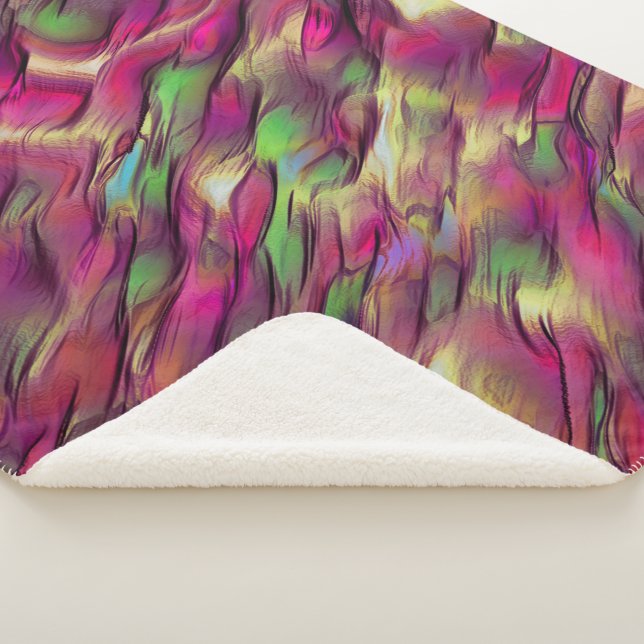 Manta Sherpa Mezcla de puntos opacos y cromados verdes y burdeo (3/4)