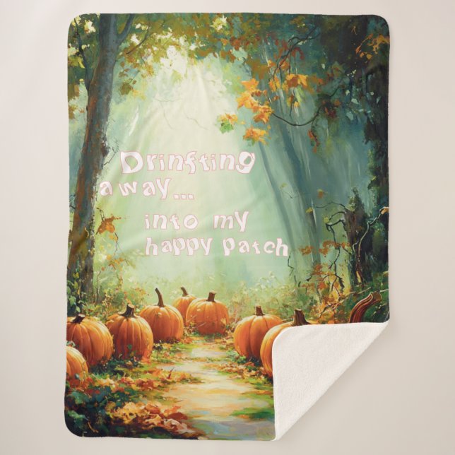 Manta Sherpa Mi parche de calabaza feliz grande (Anverso)