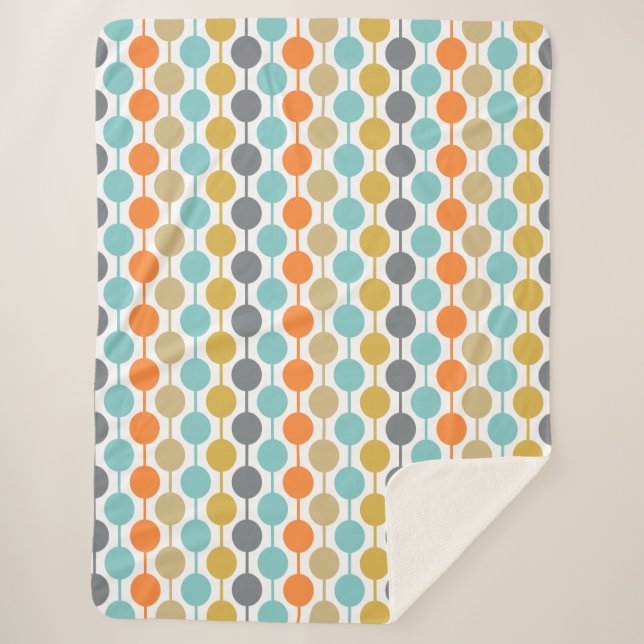 Manta Sherpa Mid-Century Modern Retro Geometric Circles Pattern (Anverso)