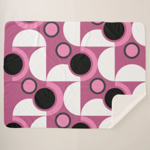 Manta Sherpa MidCentury Moderno rosa, negro y gris