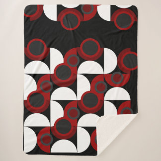 Manta Sherpa MidCentury Rojo moderno, negro y gris