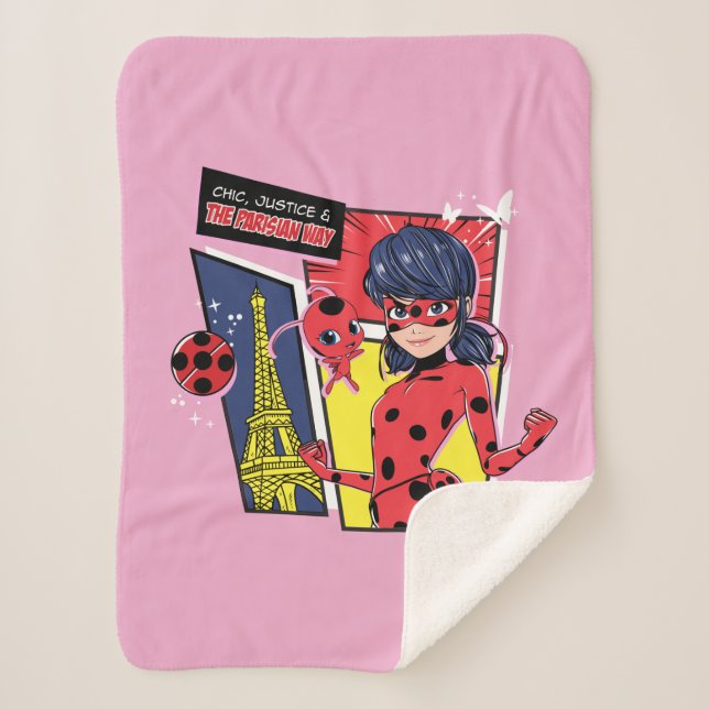 Manta Sherpa Milagroso Comic Ladybug Parisian Way (Anverso)