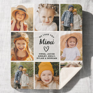 Manta Sherpa Mimi We Love you Heart Modern Collage de fotos