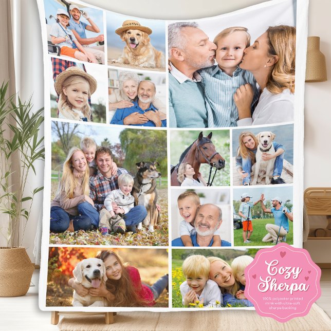 Manta Sherpa Minimal Cute Simple Unique 12 Photo Collage (Subido por el creador)