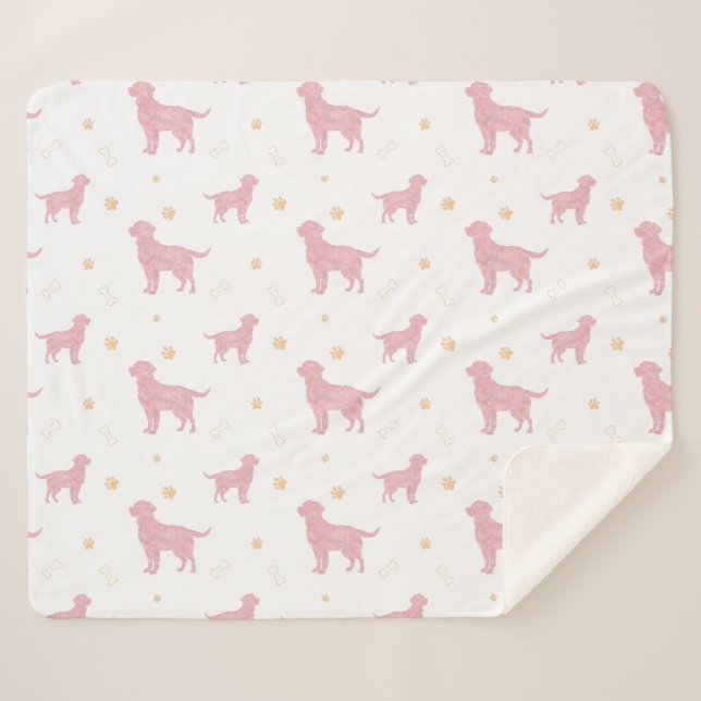 Manta Sherpa Minimal Pastel pink Labrador Retriever Blanket (Anverso (horizontal))
