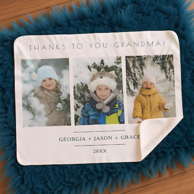Manta Sherpa Minimalist 3 Photos Collage Keepsake for Family (Minimalist 3 Photos Collage Keepsake for Family Sherpa Blanket.)