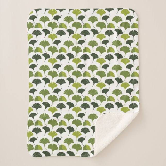 Manta Sherpa Minimalist Ginkgo Leaf Pattern – Nature-Inspired (Anverso)