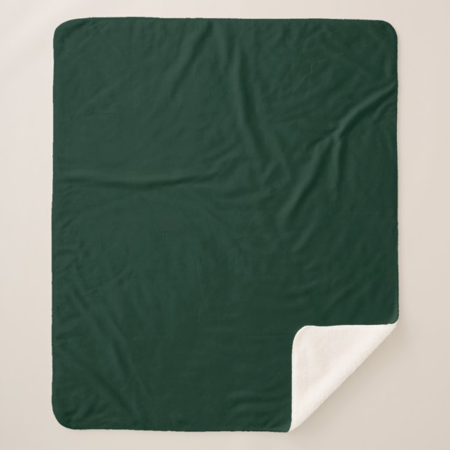 Manta Sherpa Minimalista pino oscuro verde liso (Anverso)