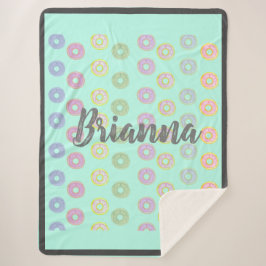 Manta Sherpa Mint Green Custom Name Donut Sherpa Blanket