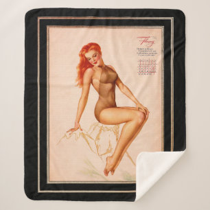 Manta Sherpa Miss Febrero Varga Chica 1946 Calendario de pines