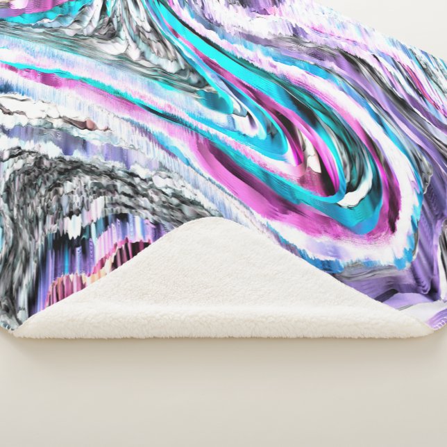 Manta Sherpa Misto de gradiente e chuviscado, ciano y rosa (3/4)