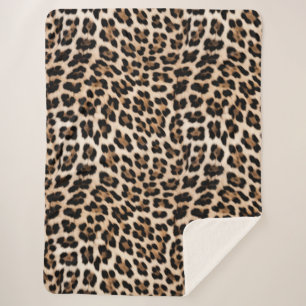 Manta Sherpa Moda Cream Black Leopard Print