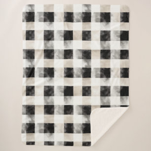 Manta Sherpa Moda Cream Black Plaid Navidades